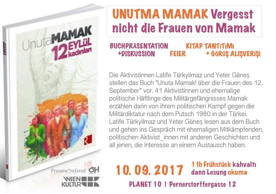 Flyer: Buchpräsentation und Diskussion im Planet 10 Wien