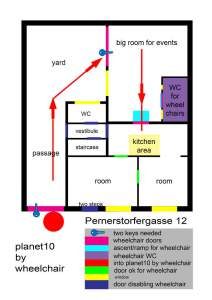 map of planet 10 with description of the measurements of doors, ramps and accesses